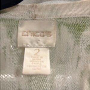 Chico's Cream and Green Knit Top